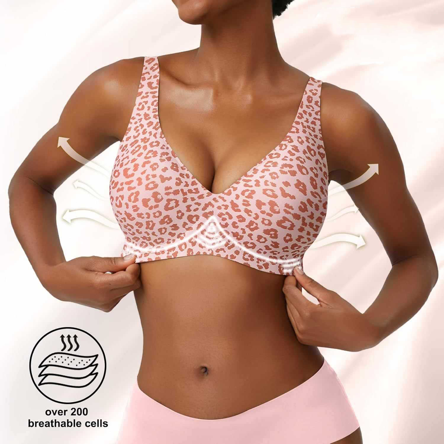 Women's Seamless Pink Leopard  - Minimizer Bra Women 评论和价格